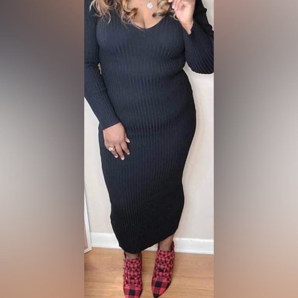 Black Ribbed Dress
